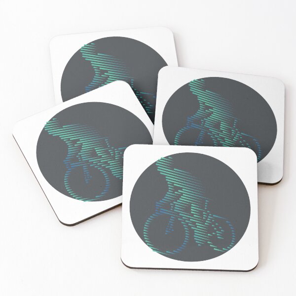 Item preview, Cyclist Climbing Green Blue Line Art designed and sold by RabeDesigns.