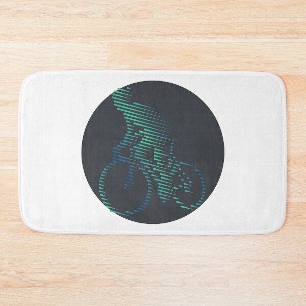 Item preview, Cyclist Climbing Green Blue Line Art designed and sold by RabeDesigns.