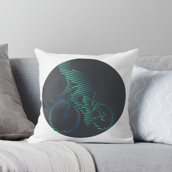 Item preview, Cyclist Climbing Green Blue Line Art designed and sold by RabeDesigns.