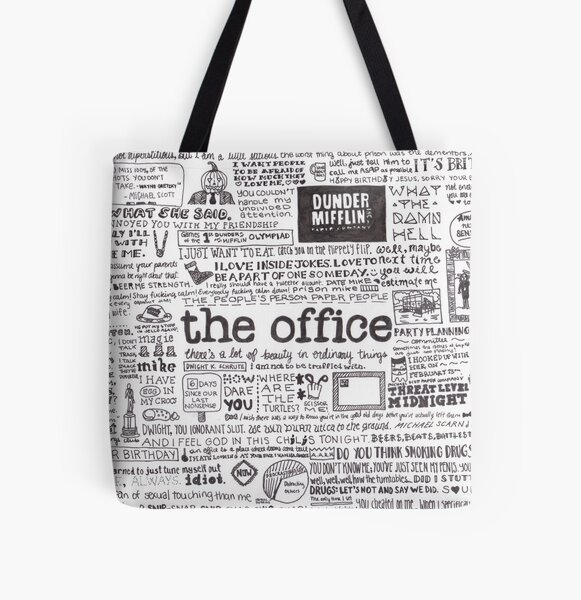  The Office Alphabet Tote Bag The Office TV Show Merchandise  Office Fans Kitchen Gifts Office Theme Bags Presents White : Home & Kitchen