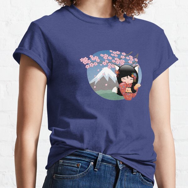 Japanese Kitsune Kokeshi Doll Classic T-Shirt