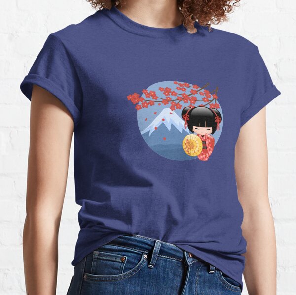 Japanese Red Sakura Kokeshi Doll Classic T-Shirt