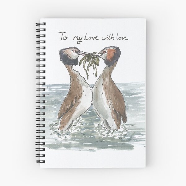 Item preview, Loving grebes greetings card designed and sold by skeletonotes.