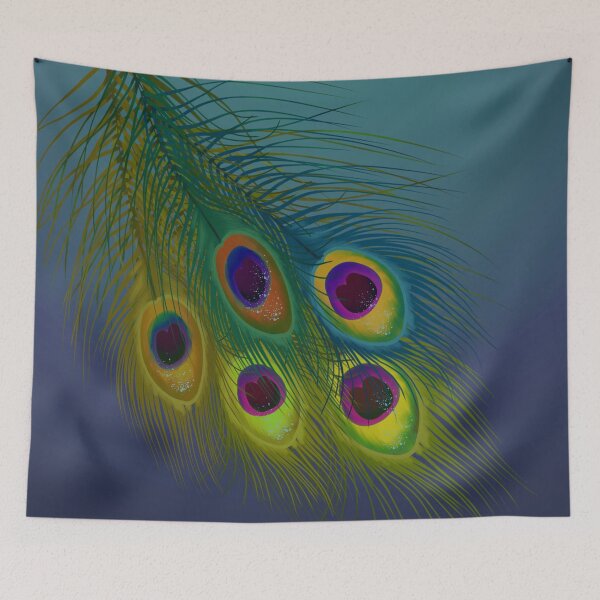 Item preview, Peacock feather on blue green gradient designed and sold by Ittele.