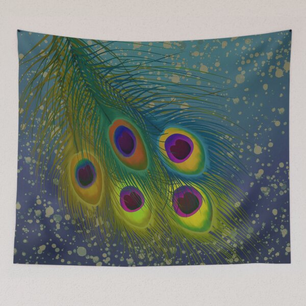 Item preview, Peacock feather on blue green gradient pattern designed and sold by Ittele.