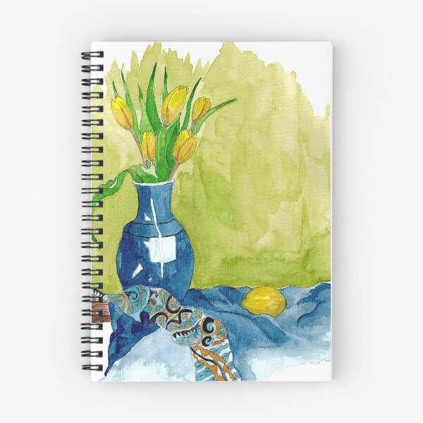 Item preview, Blue Vase With Tulips and Lemon designed and sold by Julie Pickering.