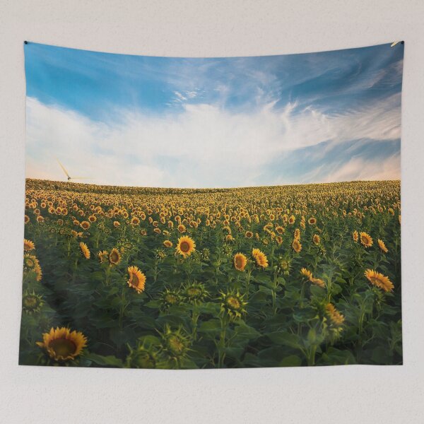 Aperçu de l'œuvre Windmill fields Sunflower morning countryside scenic view créée et vendue par August-E.