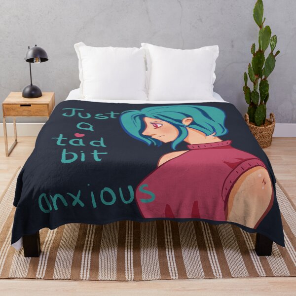 Item preview, A tad bit anxious - mental health illustration blue background designed and sold by theinkypensieve.