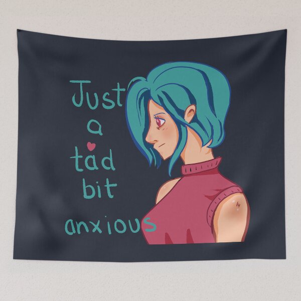 Item preview, A tad bit anxious - mental health illustration blue background designed and sold by theinkypensieve.