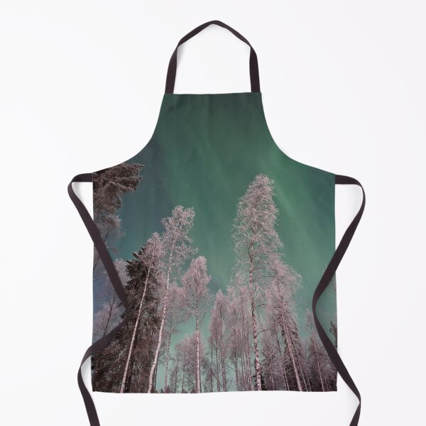 Item preview, Neon green lights Alaska night scenic Northern lights snow pines forest designed and sold by August-E.