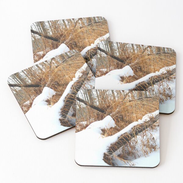 Item preview, Winter Snow Mountain Top Pasture Old Wood Post with Rusted Barbed Wire Fence designed and sold by PrettyLittlePic.