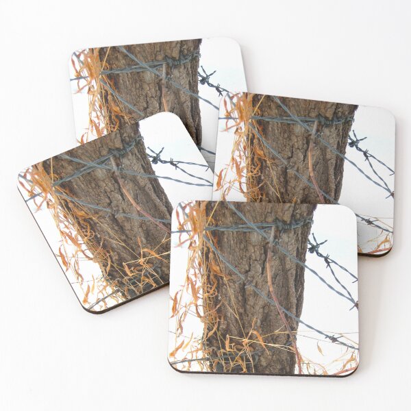 Item preview, Winter Snow Mountain Top Pasture Old Wood Post with Rusted Barbed Wire Fence designed and sold by PrettyLittlePic.