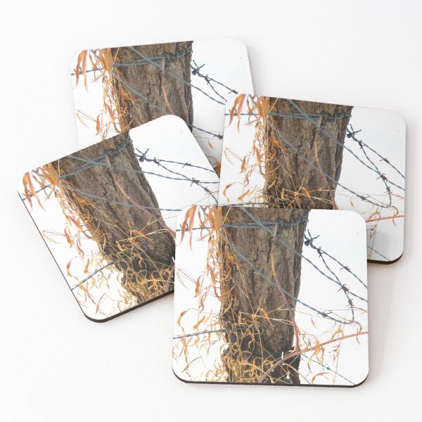 Item preview, Winter Snow Mountain Top Pasture Old Wood Post with Rusted Barbed Wire Fence designed and sold by PrettyLittlePic.