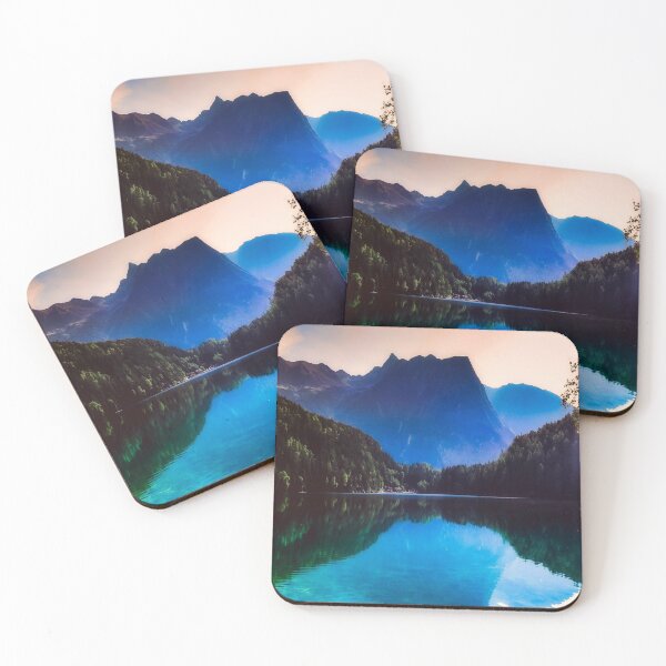 Item preview, Blue hills dawn lake side green forest countryside scenic view designed and sold by August-E.