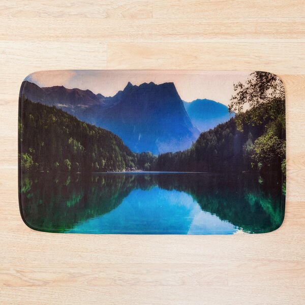 Item preview, Blue hills dawn lake side green forest countryside scenic view designed and sold by August-E.
