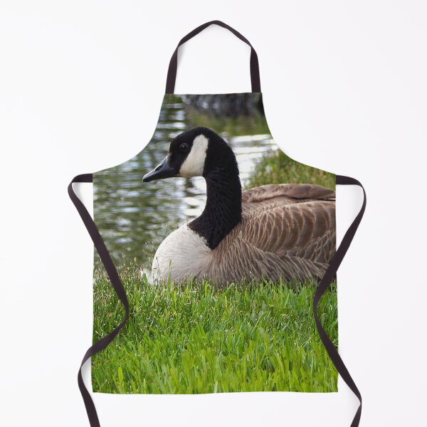 Item preview, canadian goose sitting on the green grass by a pond designed and sold by Stephanie  Skeem.