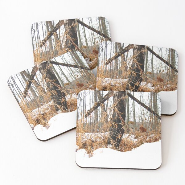 Item preview, Winter Snow Mountain Top Pasture Old Wood Post with Rusted Barbed Wire Fence designed and sold by PrettyLittlePic.