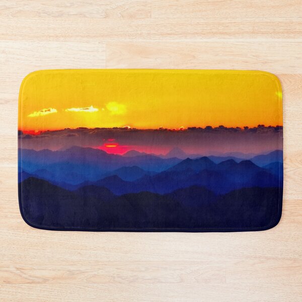 Item preview, Austria yellow sky silhouette dark blue mountains countryside scenery designed and sold by August-E.