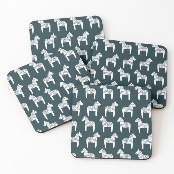 Item preview, Dala Horses (White on Spruce) designed and sold by A Mere Design.