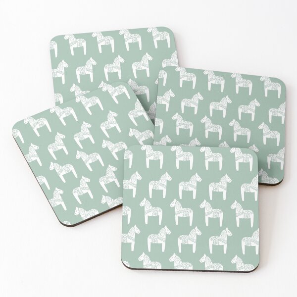Item preview, Dala Horses (White on Sage) designed and sold by A Mere Design.