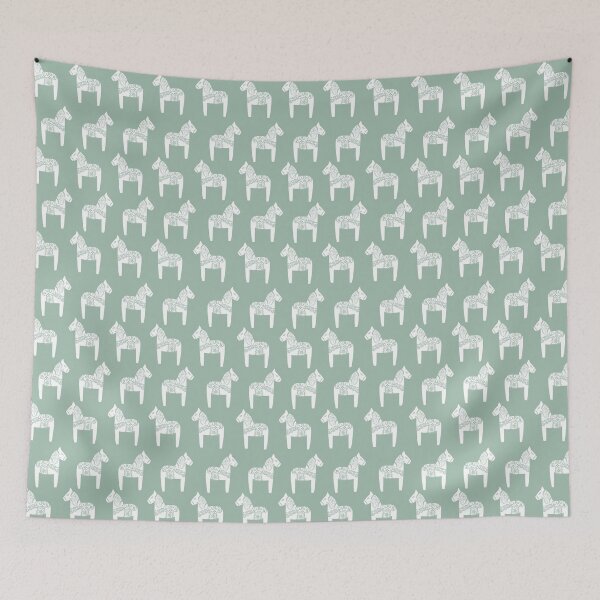 Item preview, Dala Horses (White on Sage) designed and sold by A Mere Design.