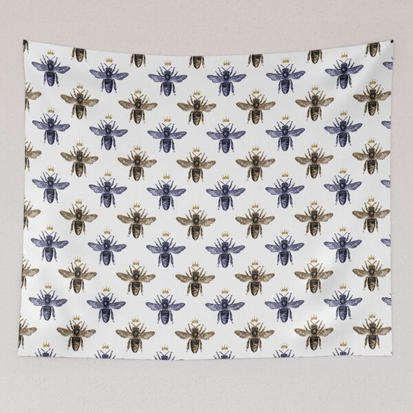 Item preview, Royal gold blue bee pattern designed and sold by Letters-Art.