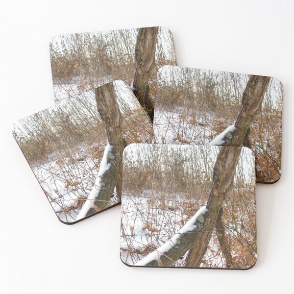 Item preview, Winter Snow Mountain Top Pasture Old Wood Post with Rusted Barbed Wire Fence designed and sold by PrettyLittlePic.
