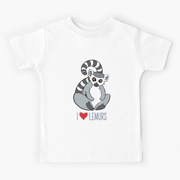 I Love Heart Lemurs Pink Kids T-Shirt 
