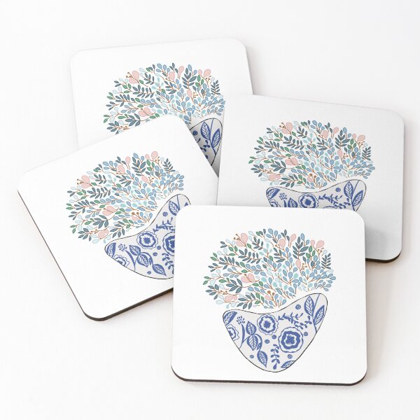 Item preview, Blue & White Chinoiserie Vase with Flowers designed and sold by heypeydesigns.