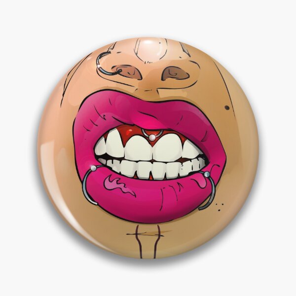 Item preview, Bite (Pink) Pin Graphic designed and sold by LexiBubble.