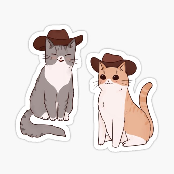 matching cat cowboys Sticker for Sale by Lauren G