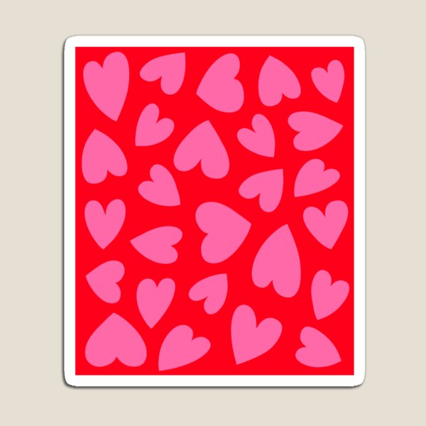 Heart w/ Pattern Magnets S/6 Red/Pink