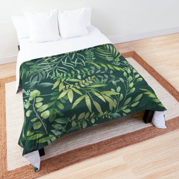 Cozy Green foliage pattern Comforter