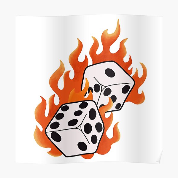Flaming Dice Posters | Redbubble