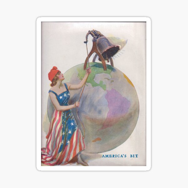 World War I Lady Liberty Ringing in Freedom Across The World Sticker