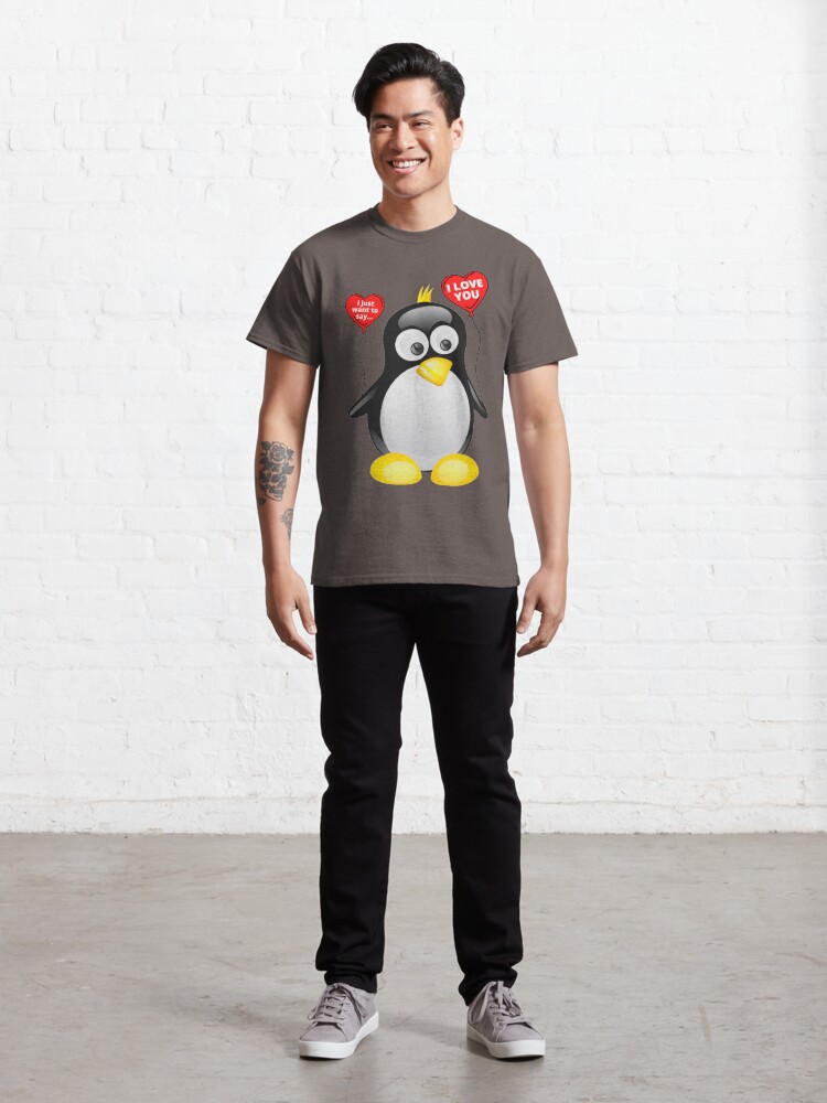 Alternate view of I love you from cute penguin | Valentine's day | Celebrate love | Heart balloons Classic T-Shirt