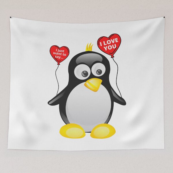 Item preview, I love you from cute penguin | Valentine's day | Celebrate love | Heart balloons designed and sold by TatianaLG.