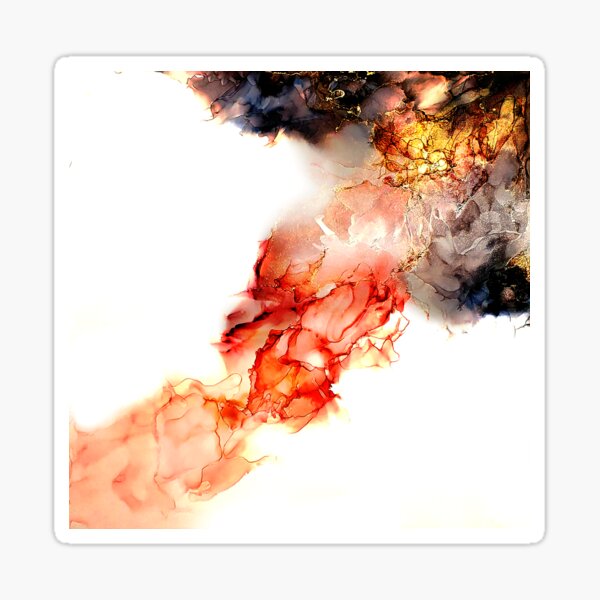 Coronal Mass Ejection Abstract Alcohol Ink Fluid Painting Sticker