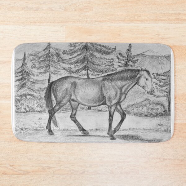 Item preview, Horse in the forest pencil drawing designed and sold by horseaddicted.