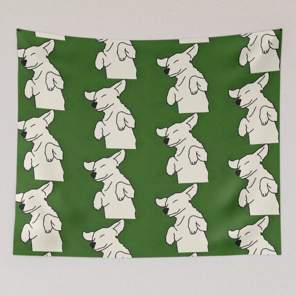 Item preview, White Frolicking Puppy on Green designed and sold by Rocket-To-Pluto.