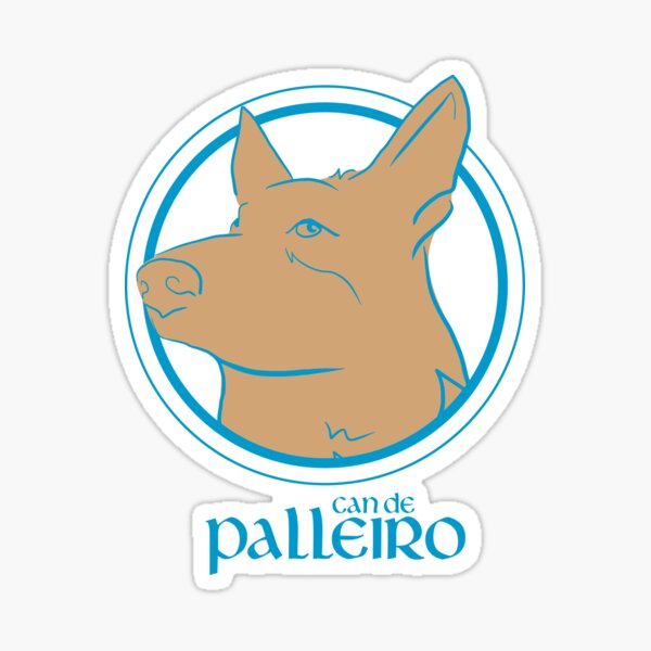 Cabeza Can Palleiro Circulo letra celta relleno marrón trazo azul Pegatina