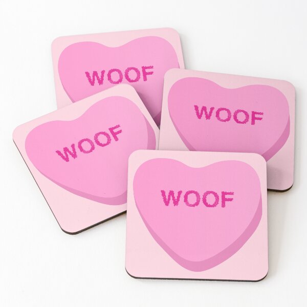 Item preview, Woof - Dog Candy Heart - Pink on Pink Background designed and sold by 8PawsStudio.