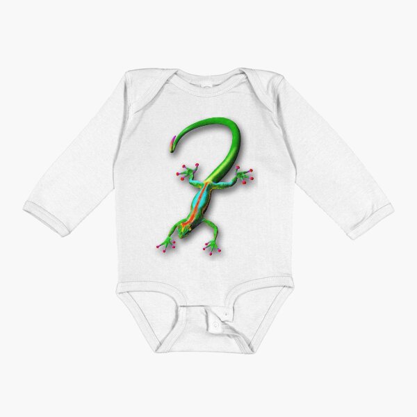 Gecko Lizard Rainbow Colors Long Sleeve Baby One-Piece
