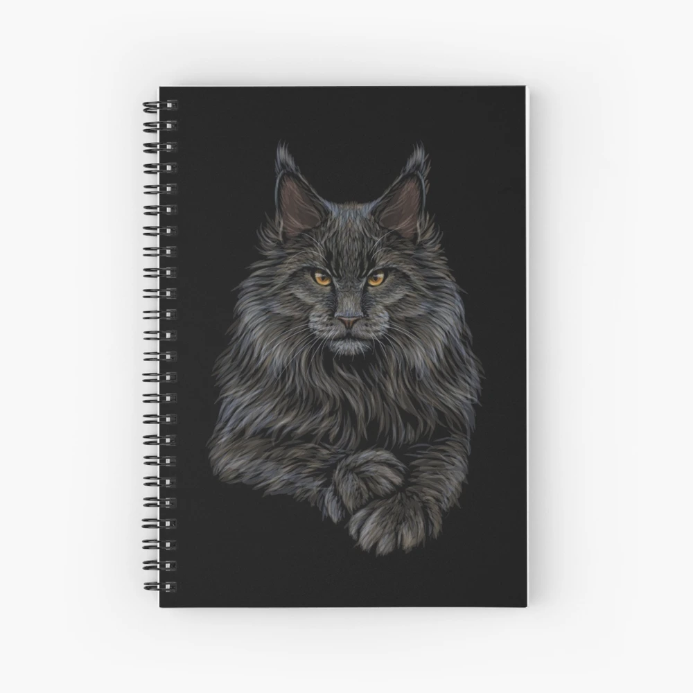 A male black and white colored cat #4 Spiral Notebook by Stefan