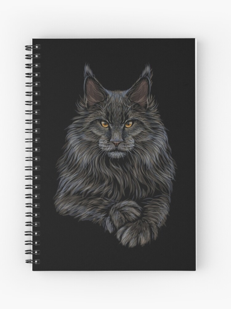 A male black and white colored cat #4 Spiral Notebook by Stefan