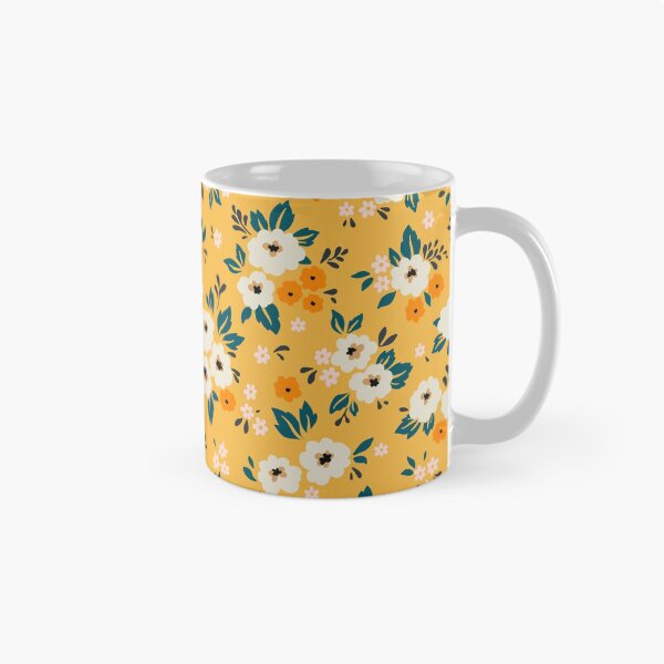 Artikelvorschau,  Niedliche kleine weiße Blumen mit gelbem Hintergrund entworfen und verkauft von BellaRepetitum.