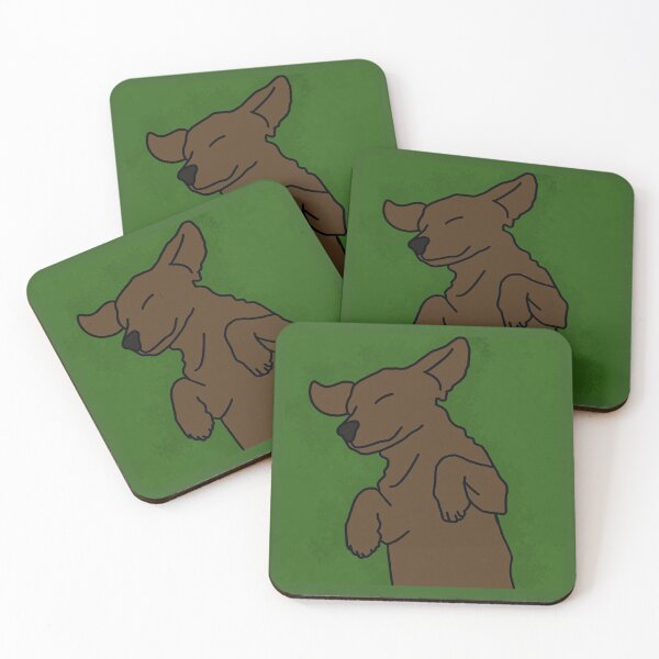 Item preview, Dark Brown Frolicking Puppy on Green designed and sold by Rocket-To-Pluto.