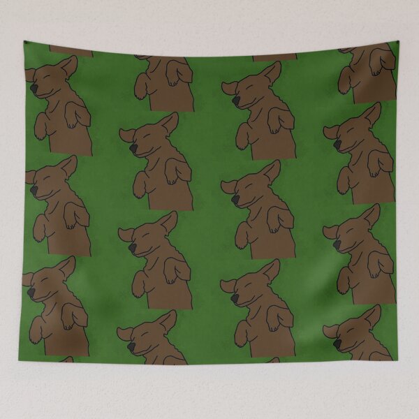Item preview, Dark Brown Frolicking Puppy on Green designed and sold by Rocket-To-Pluto.