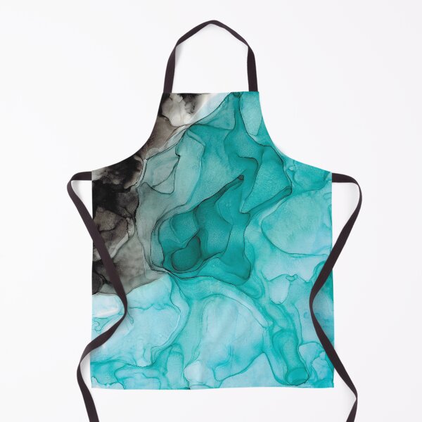 Item preview, Turquoise and Black 1 Abstract 123 Alcohol Ink Painting by Herzart designed and sold by herzart.