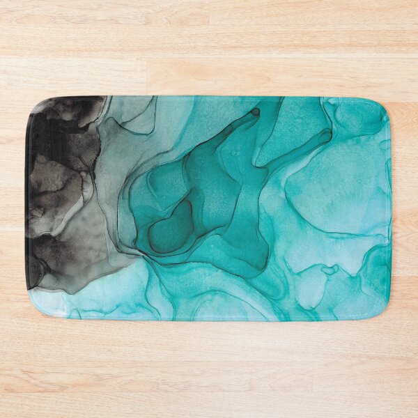 Item preview, Turquoise and Black 1 Abstract 123 Alcohol Ink Painting by Herzart designed and sold by herzart.